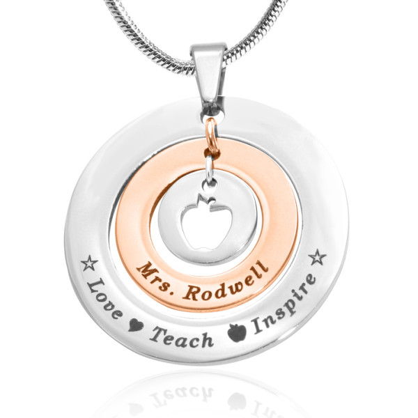 Personalised Circles of Love Necklace Teacher - TWO TONE - Rose Gold  Silver - All Birthstone™