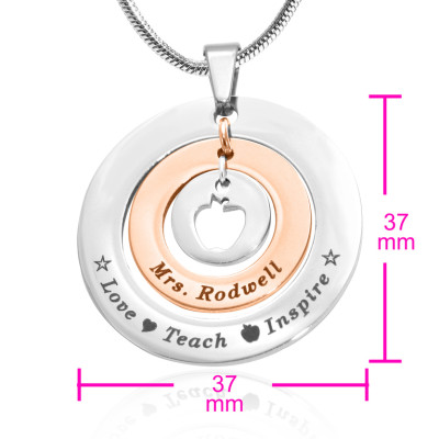 Personalised Circles of Love Necklace Teacher - TWO TONE - Rose Gold  Silver - All Birthstone™
