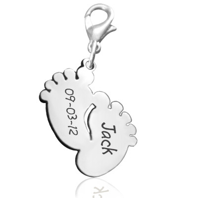 Personalised Feet Charm 12mm With Clasp - All Birthstone™