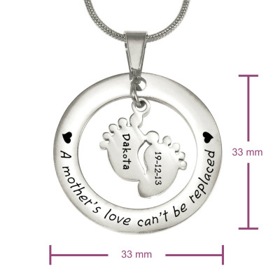 Personalised Cant Be Replaced Necklace - Single Feet 18mm - Sterling Silver - All Birthstone™