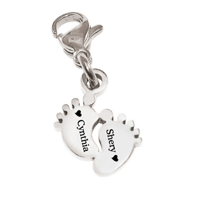 Personalised Feet Charm 12mm With Clasp - All Birthstone™
