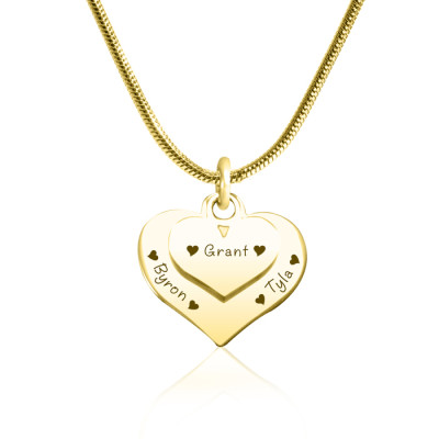 Personalised Double Heart Necklace - 18ct Gold Plated - All Birthstone™