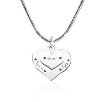 Personalised Double Heart Necklace - Sterling Silver - All Birthstone™
