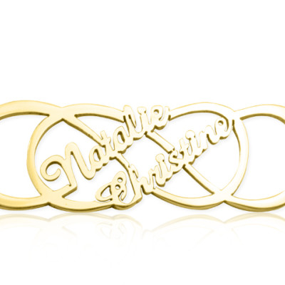 Personalised Infinity X Infinity Name Necklace - 18ct Gold Plated - All Birthstone™