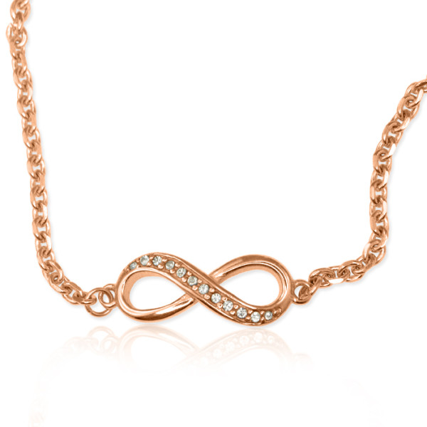 Personalised  Crystal Infinity Bracelet/Anklet - 18ct Rose Gold Plated - All Birthstone™