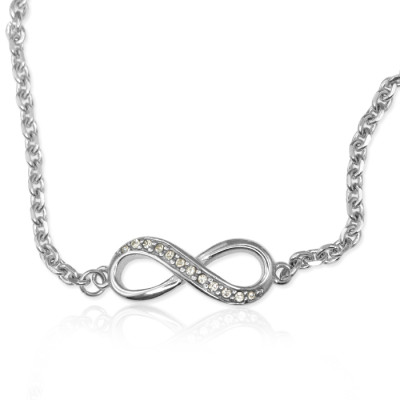 Personalised  Crystal Infinity Bracelet/Anklet - Sterling Silver - All Birthstone™