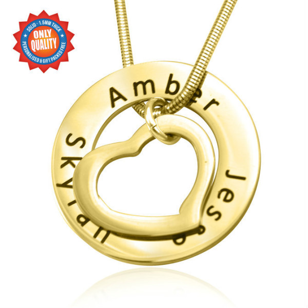 Personalised Heart Washer Necklace - 18ct GOLD Plated - All Birthstone™