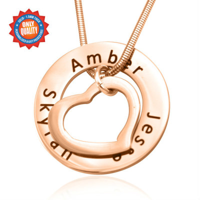 Personalised Heart Washer Necklace - 18ct Rose Gold Plated - All Birthstone™