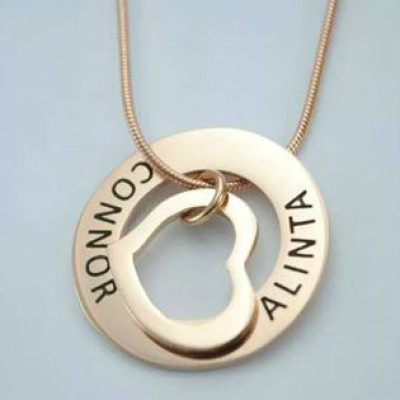 Personalised Heart Washer Necklace - 18ct Rose Gold Plated - All Birthstone™