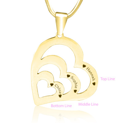 Personalised Hearts of Love Necklace - 18ct Gold Plated - All Birthstone™