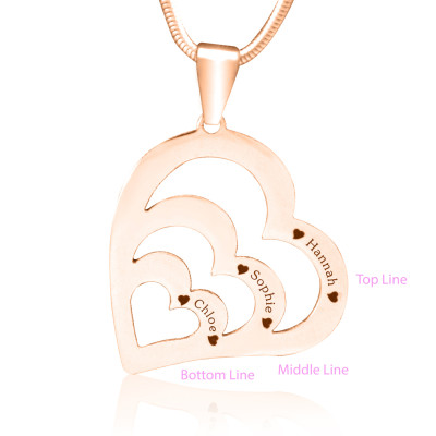 Personalised Hearts of Love Necklace - 18ct Rose Gold Plated - All Birthstone™