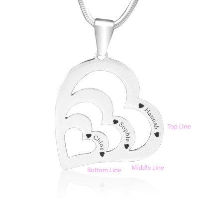 Personalised Hearts of Love Necklace - Sterling Silver - All Birthstone™