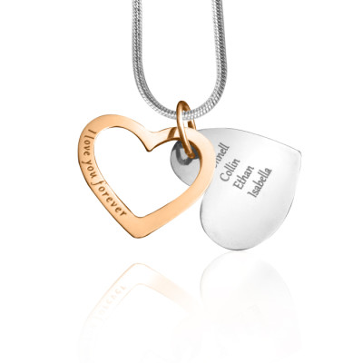 Personalised Love Forever Necklace - Two Tone - Rose Gold  Silver - All Birthstone™