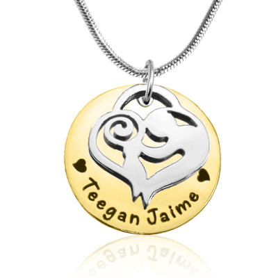 Personalised Mother's Disc Single Necklace - Two Tone - Gold  Silver - All Birthstone™