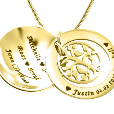 Personalised My Family Tree Dome Necklace - 18ct Gold Plated - All Birthstone™