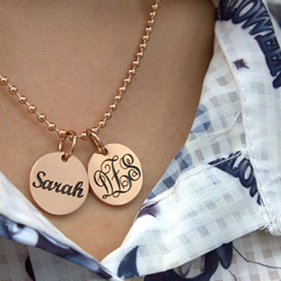 Personalised Monogram Initial Disc Necklace - All Birthstone™