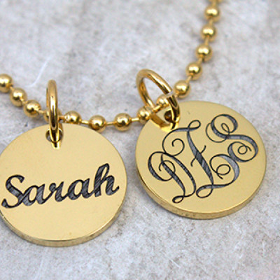 Personalised Monogram Initial Disc Necklace - All Birthstone™