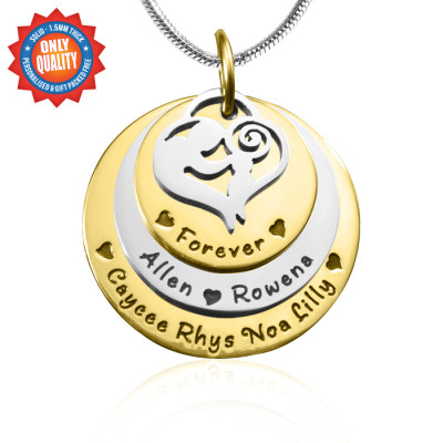 Personalised Mother's Disc Triple Necklace - TWO TONE - Gold  Silver - All Birthstone™