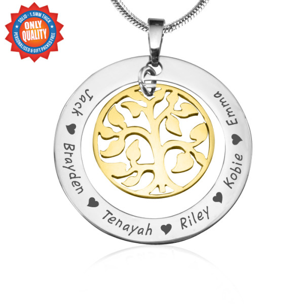 Personalised My Family Tree Necklace - Two Tone - Gold Tree - All Birthstone™