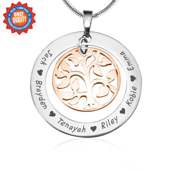 Personalised My Family Tree Necklace - Two Tone - Rose Gold Tree - All Birthstone™