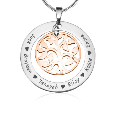 Personalised My Family Tree Necklace - Two Tone - Rose Gold Tree - All Birthstone™