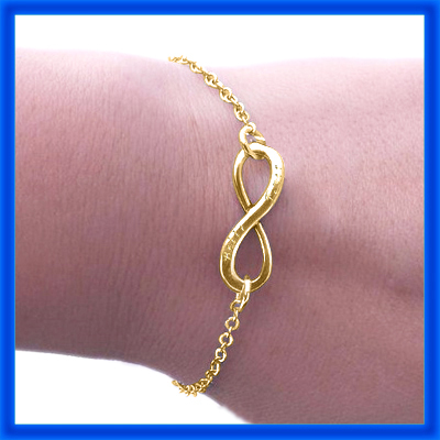 Personalised Classic  Infinity Bracelet/Anklet - 18ct Gold Plated - All Birthstone™