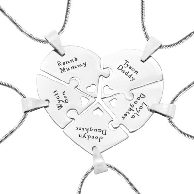 Personalised Penta Heart Puzzle - Five Personalised Necklaces - All Birthstone™