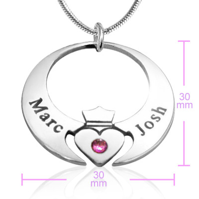 Personalised Queen of My Heart Necklace - Sterling Silver - All Birthstone™
