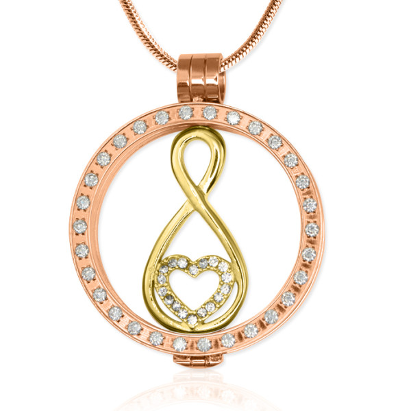 Personalised 18ct Rose Gold Plated Diamonte Necklace with Gold Infinity - All Birthstone™