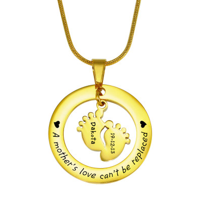 Personalised Cant Be Replaced Necklace - Single Feet 18mm - 18ct Gold Plated - All Birthstone™