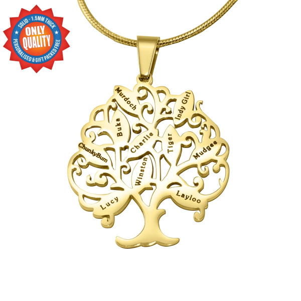 Personalised Tree of My Life Necklace 10 - 18ct Gold Plated - All Birthstone™