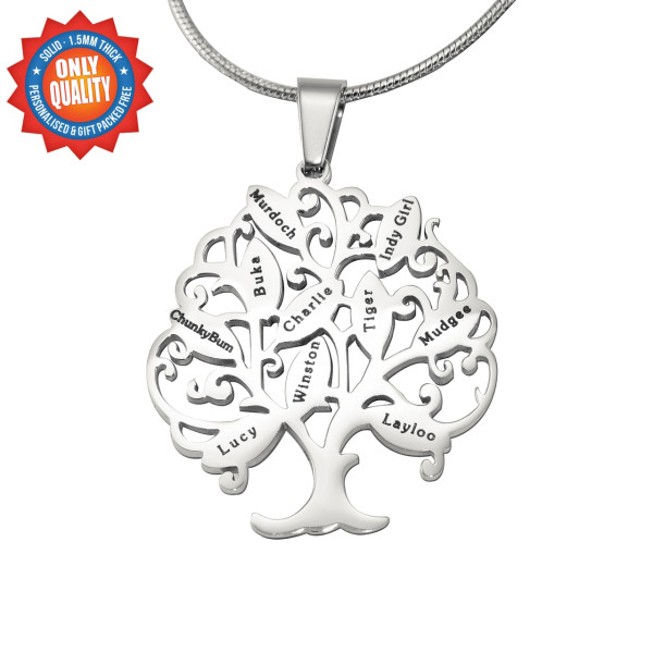 Personalised Tree of My Life Necklace 10 - Sterling Silver - All Birthstone™