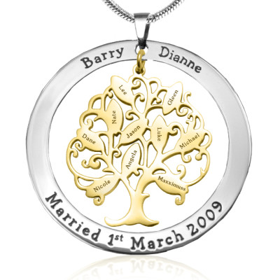 Personalised Tree of My Life Washer 10 - Two Tone - Gold Tree - All Birthstone™
