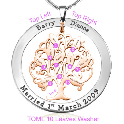 Personalised Tree of My Life Washer 10 - Two Tone - Rose Gold Tree - All Birthstone™