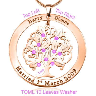 Personalised Tree of My Life Washer 10 - 18ct Rose Gold Plated - All Birthstone™
