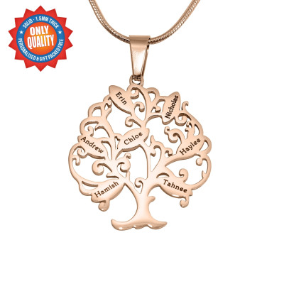 Personalised Tree of My Life Necklace 7 - 18ct Rose Gold Plated - All Birthstone™