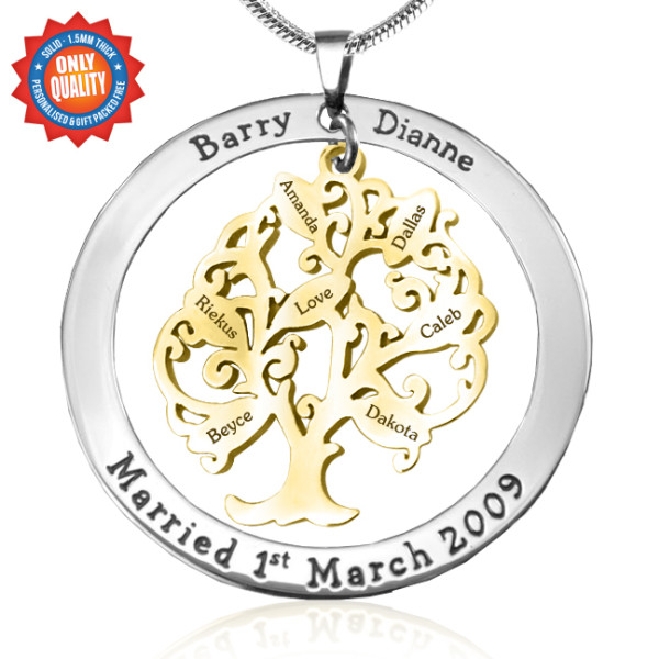 Personalised Tree of My Life Washer 7 - Two Tone - Gold Tree - All Birthstone™