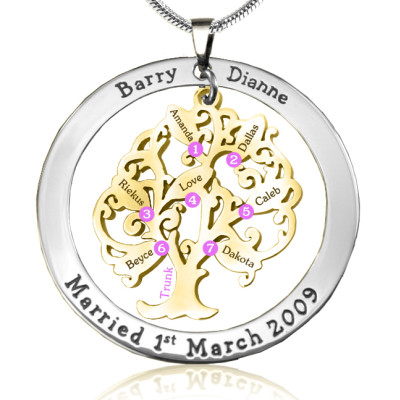 Personalised Tree of My Life Washer 7 - Two Tone - Gold Tree - All Birthstone™