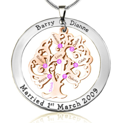 Personalised Tree of My Life Washer 7 - Two Tone - Rose Gold Tree - All Birthstone™