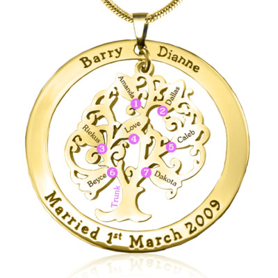 Personalised Tree of My Life Washer 7 - 18ct Gold Plated - All Birthstone™