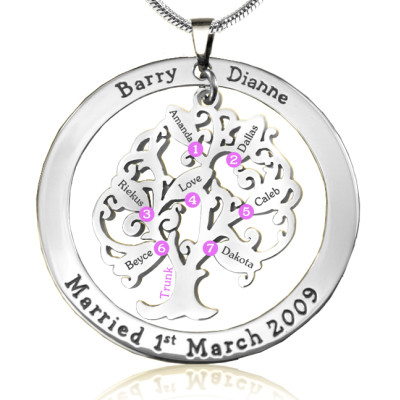 Personalised Tree of My Life Washer 7 - Sterling Silver - All Birthstone™