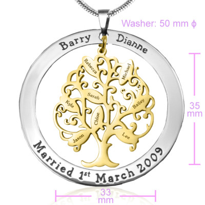 Personalised Tree of My Life Washer 8 - Two Tone - Gold Tree - All Birthstone™