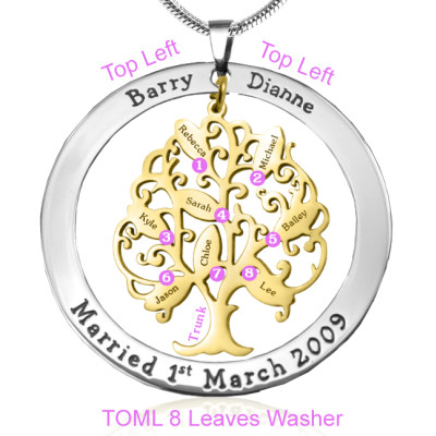 Personalised Tree of My Life Washer 8 - Two Tone - Gold Tree - All Birthstone™