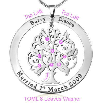 Personalised Tree of My Life Washer 8 - Sterling Silver - All Birthstone™