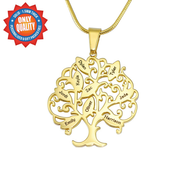 Personalised Tree of My Life Necklace 9 - 18ct Gold Plated - All Birthstone™