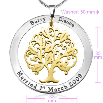 Personalised Tree of My Life Washer 9 - Two Tone - Gold Tree - All Birthstone™