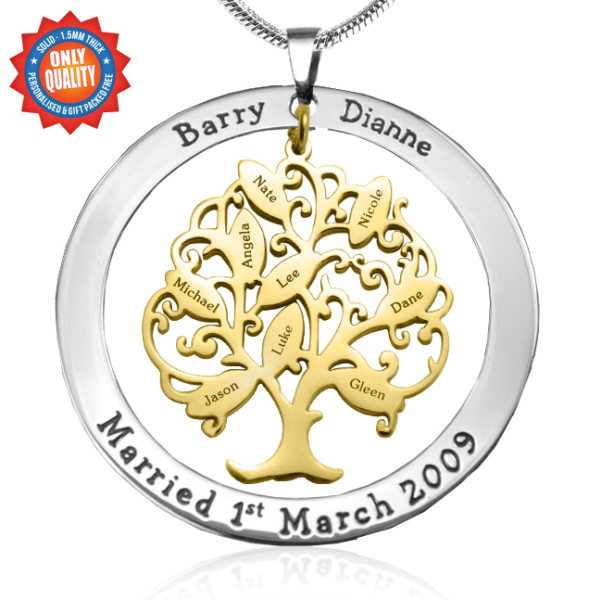 Personalised Tree of My Life Washer 9 - Two Tone - Gold Tree - All Birthstone™