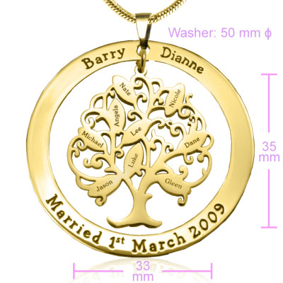Personalised Tree of My Life Washer 9 - 18ct Gold Plated - All Birthstone™