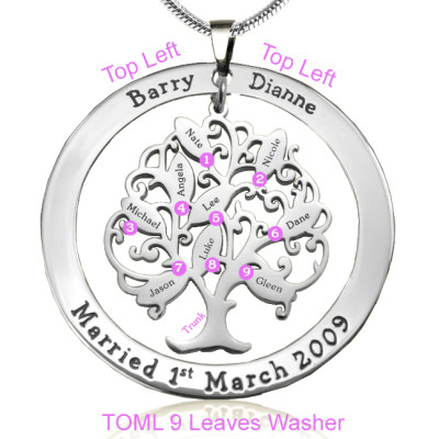 Personalised Tree of My Life Washer 9 - Sterling Silver - All Birthstone™