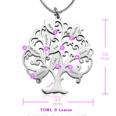 Personalised Tree of My Life Necklace 9 - Sterling Silver - All Birthstone™